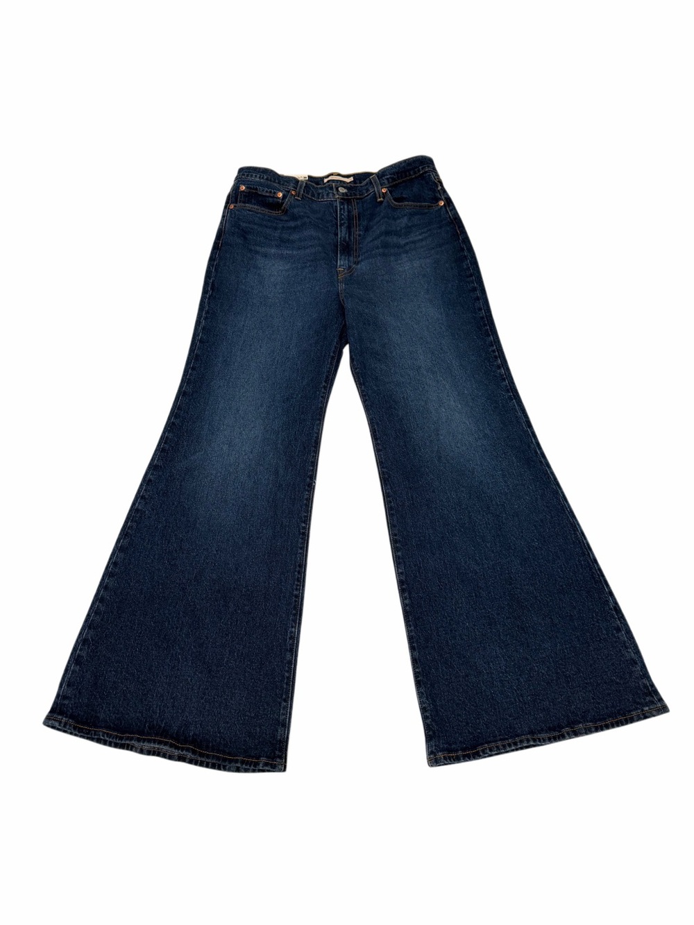 Levi’s Women’s Ribcage Bell Dark Blue Jeans With Big E Size 33x32 NWT